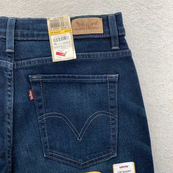 Levi's 512 Perfectly Slimming Bootcut Jeans Women's 12 Short Blue Stretch Denim‎ - Picture 12 of 13